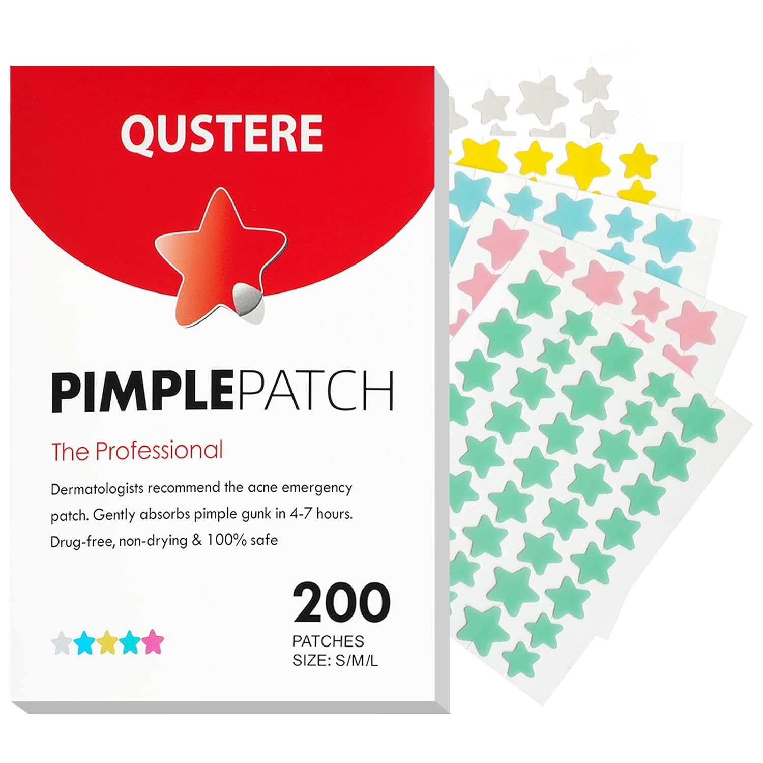 QUSTERE Hydrocolloid Pimple Patches with Tea Tree & Salicylic Acid – 200 Count