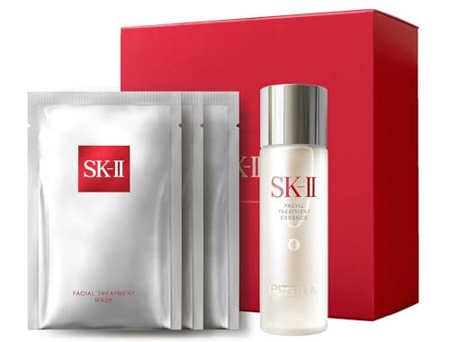 SK-II Glow Up Duo Anti-Aging Skin Care Set – Includes Facial Treatment Essence Skincare & 3 Hydrating Face Masks – Targets the Appearance of Fine Lines, Sun Spots & Dull Skin (4 Count)
