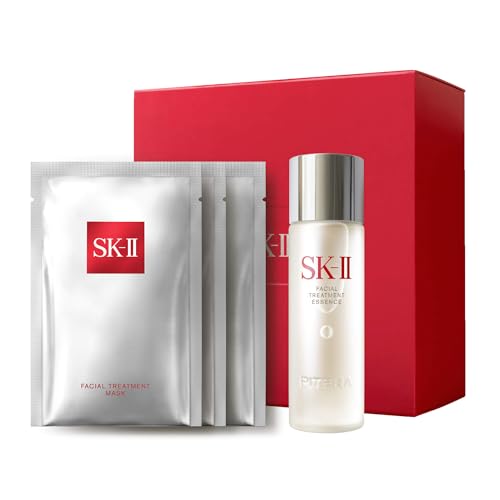 Alt Text for image 1: SK-II Glow Up Duo Anti-Aging Skin Care Set displayed with essence and masks.