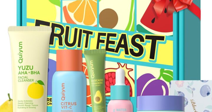 QUIYUM Fruit Skincare for Teens, 5 Daily Routine Beauty Skin Care Sets – Exfoliating, Smooth, Clean, Oil Control, Firm, Hydrating, Glow Up, Facial Skincare Gift Set for Girls Women, for All Skin Types